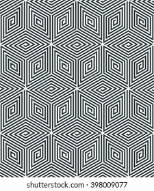 seamless monochrome spiral rhombus pattern. 