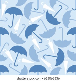 seamless monochrome umbrella pattern on blue background