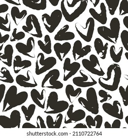seamless monochrome valentine day pattern background with black heart  , valentine card