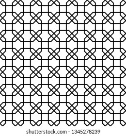 Seamless monochrome vector graphic of art deco design with overlapping octagons..