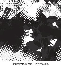 Seamless monochrome vector grunge background