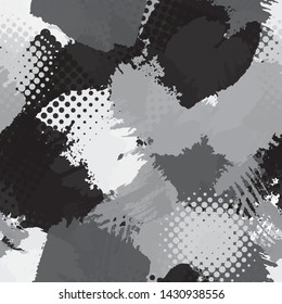 Seamless monochrome vector grunge background