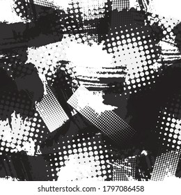 Seamless monochrome vector grunge background