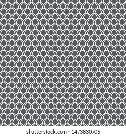 Seamless monochrome vector pattern. Abstract texture with simple geometrical forms. A graphic ornament with the repeating scales, the thin line. Elements of design of fabric, packing.