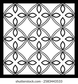 Seamless Monochrome Vector Pattern | Black and White Ornamental Swirl and Geometric Tile for Textile, Fabric, Wallpaper, Home Décor, Interior and Digital Art | Elegant Classic Design
