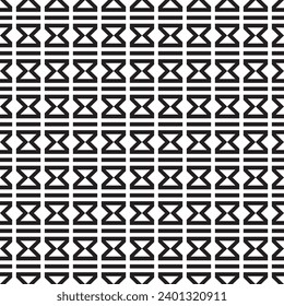 Nahtlose monochrome Vektortexturen, abstrakte, schwarz-weiße geometrische Muster mit Dreieck-, Quadrat- und Kreisformen. Design-Element für Textil, Druck, Stoff.