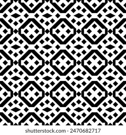 Texturas de Vector monocromo sin costuras, patrones geométricos abstractos en blanco y negro con Formas triangulares, cuadradas y circulares. Elemento de diseño para textil, estampado, tela.