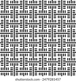 Seamless monochrome vector textures, black and white abstract geometric patterns