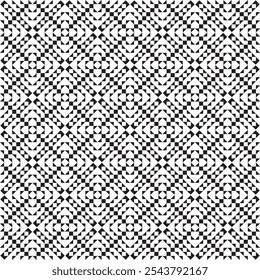 Seamless monochrome vector textures, black and white abstract geometric patterns with triangle, square and circle shapes. Design element for textile, print, fabric.