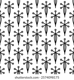 Seamless monochrome vector textures, black and white abstract geometric patterns. Design element for textile, print, fabric.