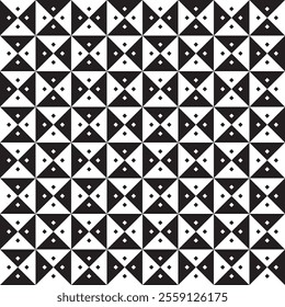 Seamless monochrome vector textures. Simple patterns with diamond and triangle shapes. Design element for textile, print, fabric.