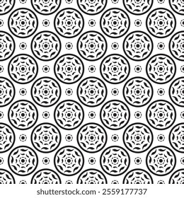 Seamless monochrome vector textures. Simple ornament patterns with circle shapes. Design element for textile, print, fabric.