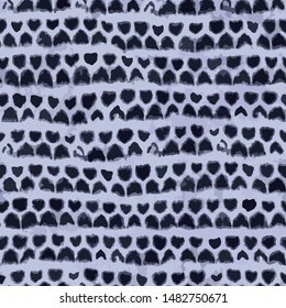 Seamless monochrome watercolor texture pattern illustration. Soft blue abstract rough shapes and horizontal lines vector for armchair, curtain and linens fabric print background.