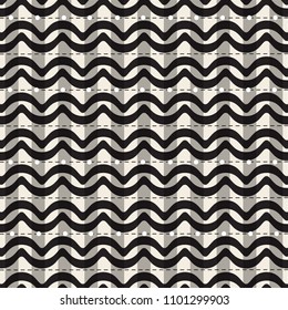 seamless monochrome wave line pattern background