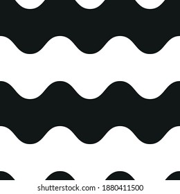 Seamless monochrome wave pattern. Alternating white and black waves.