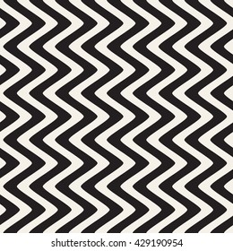 Seamless monochrome wavy lines pattern. Vector repeating texture.