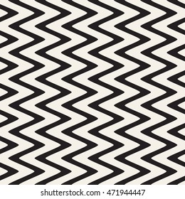 Seamless monochrome wavy stripes pattern. Vector repeating texture.