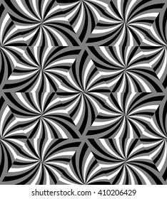 Seamless Monochrome Wavy Triangles Pattern. Geometric Abstract Background. Suitable for textile, fabric, packaging and web design. Vector Illustration.