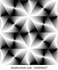 Seamless Monochrome Wavy Triangles Pattern. Geometric Abstract Background. Suitable for textile, fabric, packaging and web design. Vector Illustration.