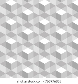 Seamless Monochrome White Gray 3D Architecture Vector Pattern