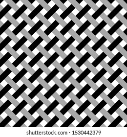 Seamless monochrome woven pattern close up.