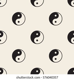 seamless monochrome yin yang pattern background