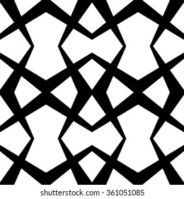 Seamless monohcrome pattern with intersecting lines. Mirrored, symmetric background.