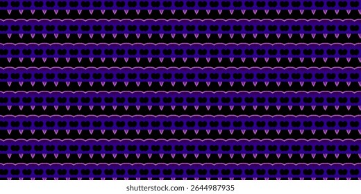 Seamless monster face pattern with glowing purple tones and sharp fang details. Halloween or fantasy inspired. Golden keywords include: seamless, monster, dark, fang, purple.