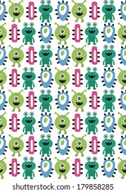 seamless monster pattern design. vector illustration