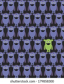 seamless monster pattern design. vector illustration