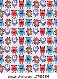 seamless monster pattern design. vector illustration