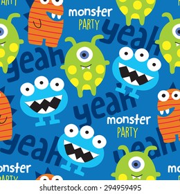 seamless monster pattern vector illustration