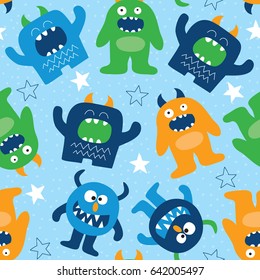 seamless monster pattern vector illustration