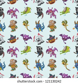 seamless monster pattern,cartoon vector illustration