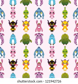 seamless monster pattern,cartoon vector illustration