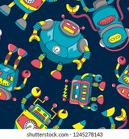 Seamless monster robots vector design