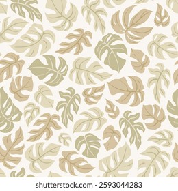 Seamless monstera leaf pattern. Natural, earthy color. Modern designs.
