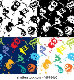 Seamless with monsters-bacterias