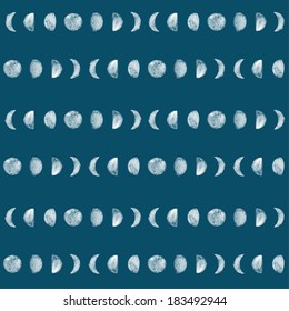 Seamless moon phase pattern. Vector illustration