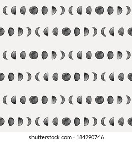 Seamless Moon Phase Pattern. Vector Illustration