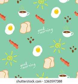Seamless morning elements pattern. Can be used for fabric, textile, background, wallpaper, etc.