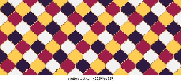 Seamless Moroccan Mosaic Texture. Ramadan Kareem Islamic Illustration. Iranian Mosque Window Motif. Eid Mubarak Islam Background. Moroccan Seamless Pattern Ramadan Traditional Golden Mosque Grid.