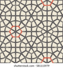 Seamless Moroccan pattern in retro colors on texture background. Ethnic pattern. Can be used for ceramic tile, wallpaper, linoleum, surface textures, web page background. 