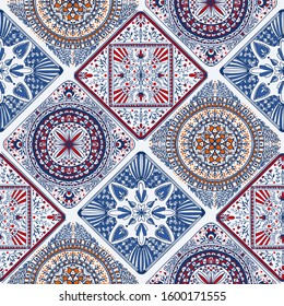 Seamless moroccan pattern. Vector hand drawn illustration Creative artwork. Template for textile, card, poster, banner