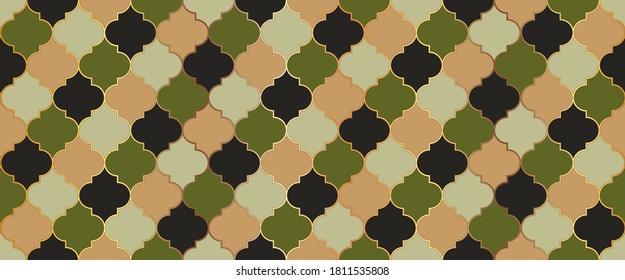 Seamless Moroccan Texture Moroccan Seamless Mosaic Pattern. Eid Mubarak Islamic Illustration. Persian Mosque Window Tile. Ramadan Traditional Golden Mosque Motif. Ramadan Kareem Islam Background.