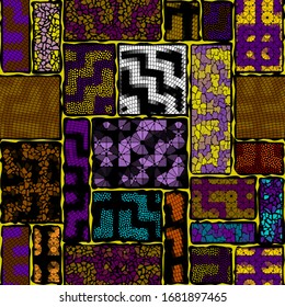 Seamless mosaic art pattern. Abstract art background.. Vector image.