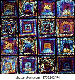 Patrón de arte de mosaico sin inconfundibles. Resumen de fondo artístico. Imagen vectorial.
