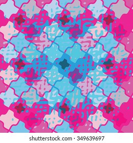 Seamless mosaic background of diagonally arranged geometric elements with halftone effect