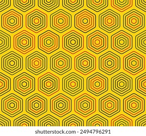 Seamless mosaic background. Rounded stacked hexagons mosaic cells. Large honeycomb cells. Multiple tones color palette. Seamless pattern. Tileable vector illustration.