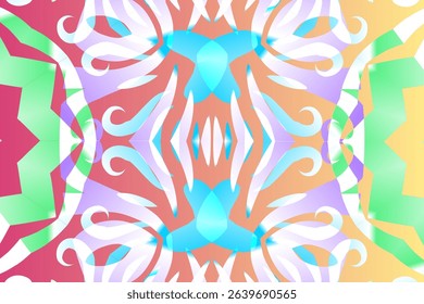 seamless mosaic Beautiful glow colour gradient flower line art pattern wallpaper ornament for commercial ads	